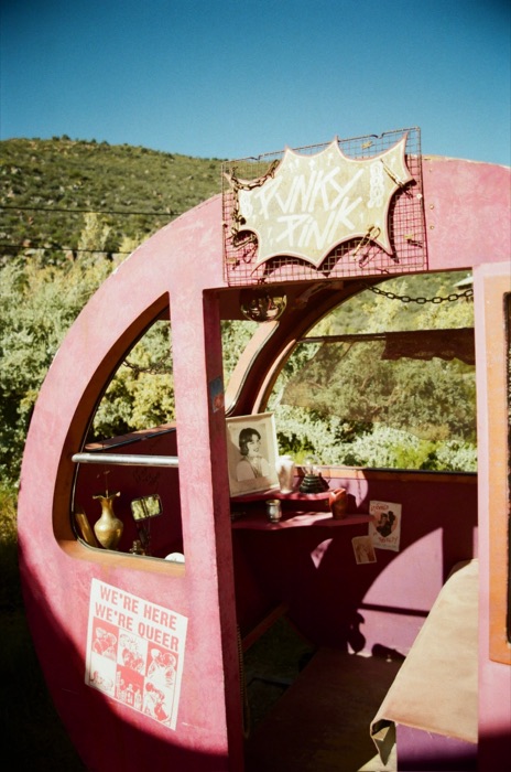 Punky Pink trailer facade with hand-painted signage