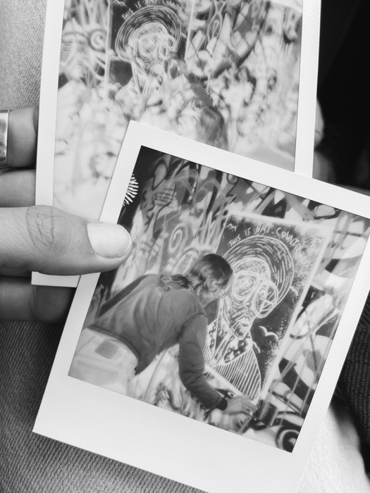 Polaroid photographs of the Bat Country piece and its install